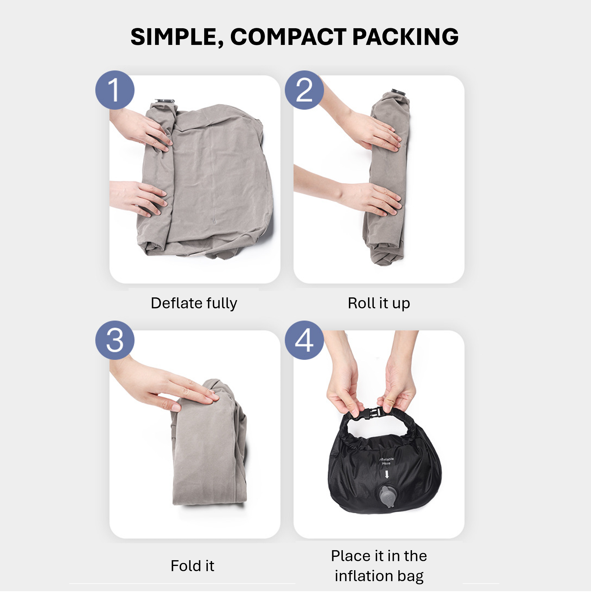 AirRoll Kids Travel Footrest - Fully inflated in just 3 rolls